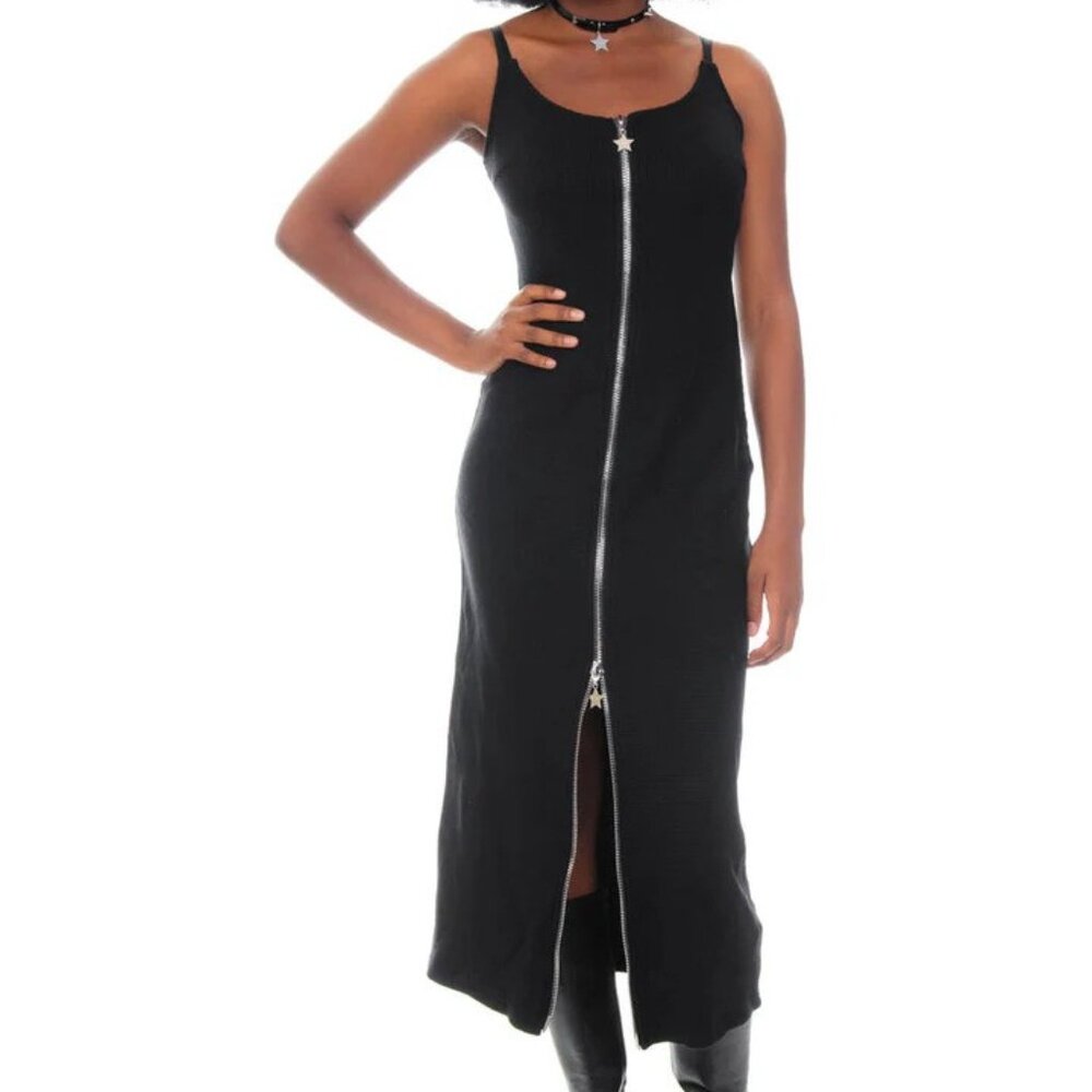 Black Zip-Front Tank Maxi Dress
